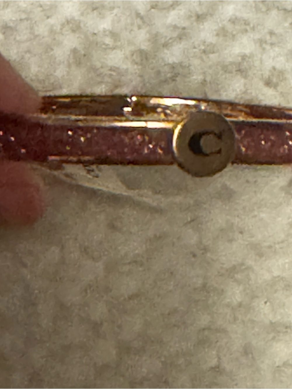 Coach Gold-Tone Pink Glitter C Initial Bangle Bracelet F39599 - Picture 7 of 15
